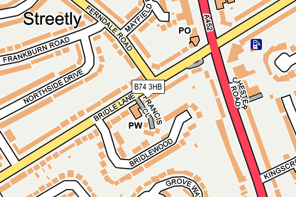 B74 3HB map - OS OpenMap – Local (Ordnance Survey)