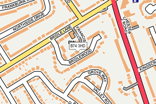 B74 3HD map - OS OpenMap – Local (Ordnance Survey)