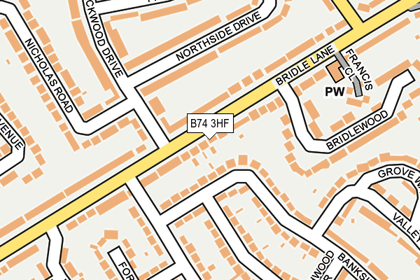 B74 3HF map - OS OpenMap – Local (Ordnance Survey)