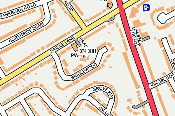 B74 3HH map - OS OpenMap – Local (Ordnance Survey)