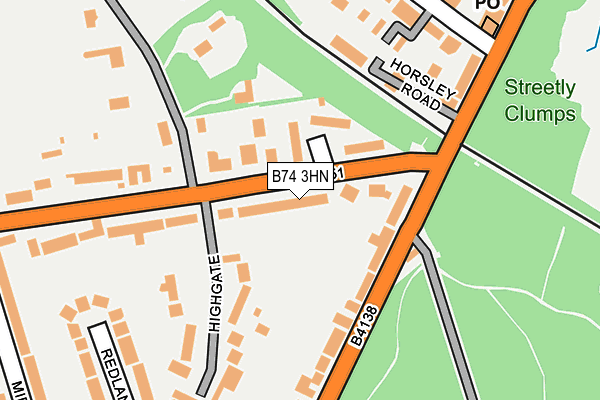 B74 3HN map - OS OpenMap – Local (Ordnance Survey)