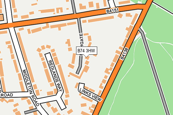 B74 3HW map - OS OpenMap – Local (Ordnance Survey)