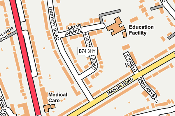 B74 3HY map - OS OpenMap – Local (Ordnance Survey)