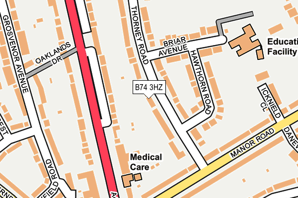 B74 3HZ map - OS OpenMap – Local (Ordnance Survey)