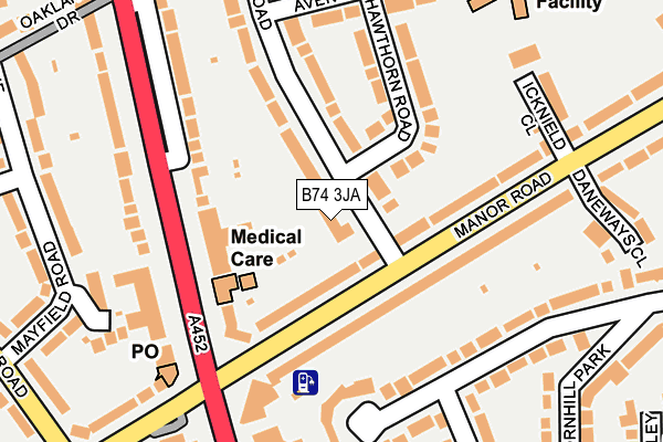 B74 3JA map - OS OpenMap – Local (Ordnance Survey)