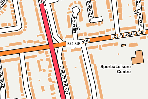 B74 3JB map - OS OpenMap – Local (Ordnance Survey)