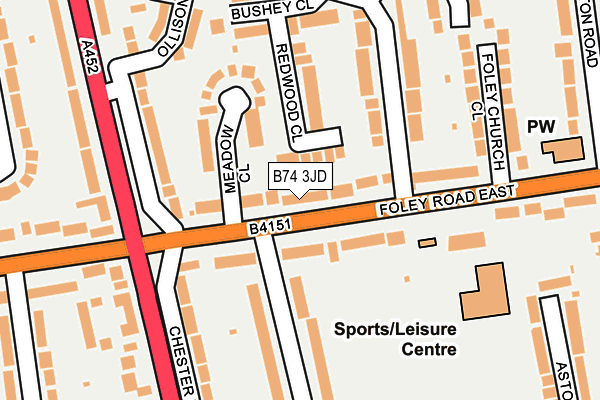 B74 3JD map - OS OpenMap – Local (Ordnance Survey)