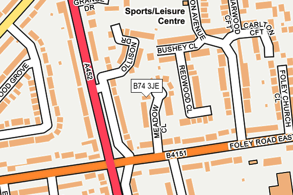 B74 3JE map - OS OpenMap – Local (Ordnance Survey)