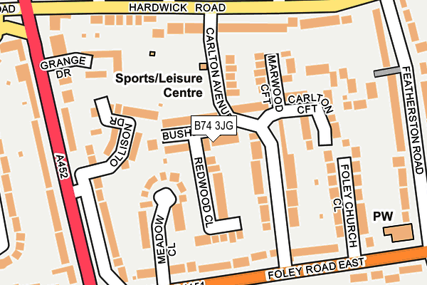 B74 3JG map - OS OpenMap – Local (Ordnance Survey)