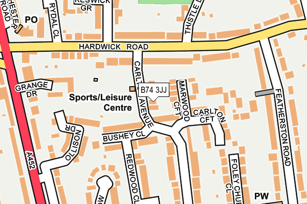 B74 3JJ map - OS OpenMap – Local (Ordnance Survey)