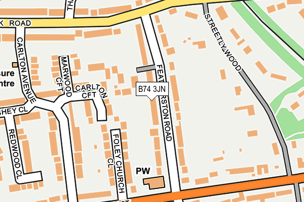 B74 3JN map - OS OpenMap – Local (Ordnance Survey)
