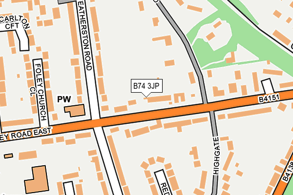 B74 3JP map - OS OpenMap – Local (Ordnance Survey)