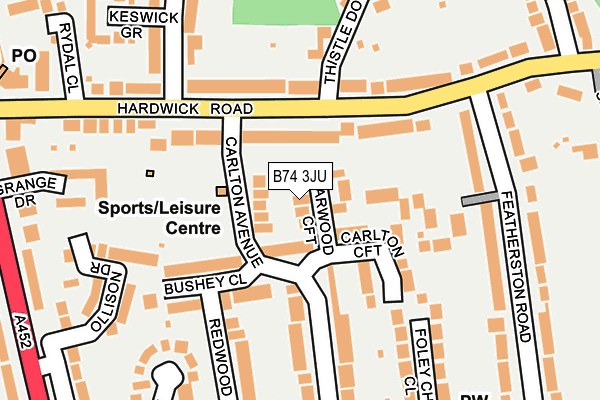 B74 3JU map - OS OpenMap – Local (Ordnance Survey)
