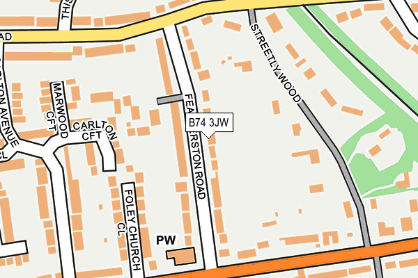 B74 3JW map - OS OpenMap – Local (Ordnance Survey)