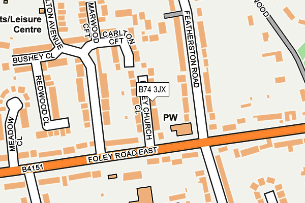 B74 3JX map - OS OpenMap – Local (Ordnance Survey)