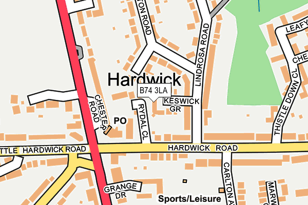 B74 3LA map - OS OpenMap – Local (Ordnance Survey)