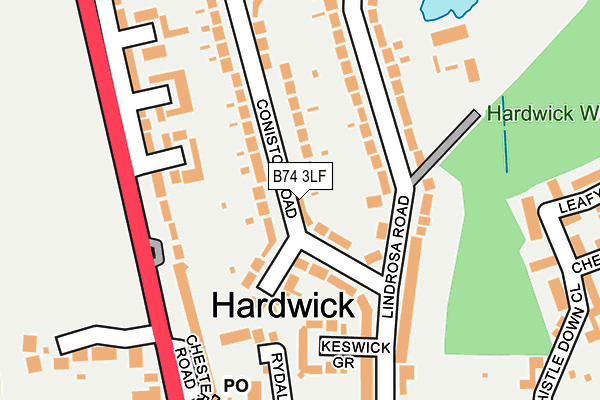 B74 3LF map - OS OpenMap – Local (Ordnance Survey)