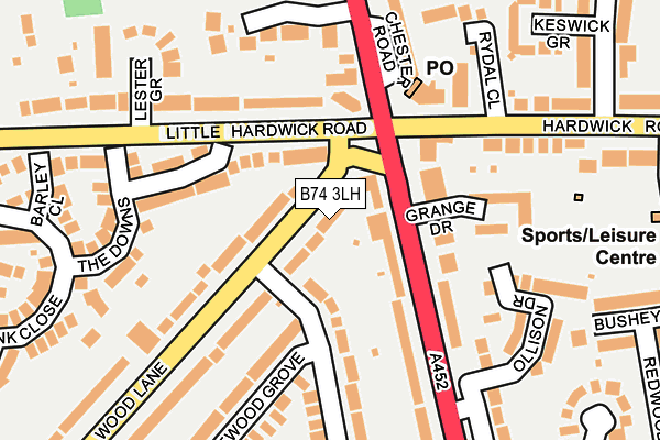 B74 3LH map - OS OpenMap – Local (Ordnance Survey)