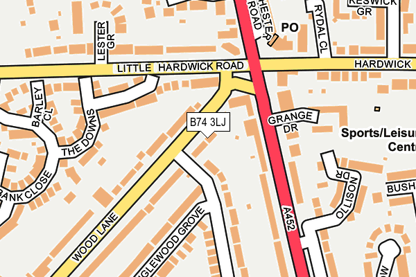 B74 3LJ map - OS OpenMap – Local (Ordnance Survey)