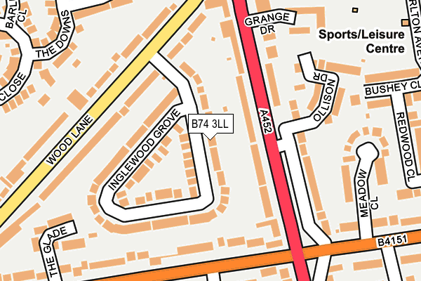 B74 3LL map - OS OpenMap – Local (Ordnance Survey)