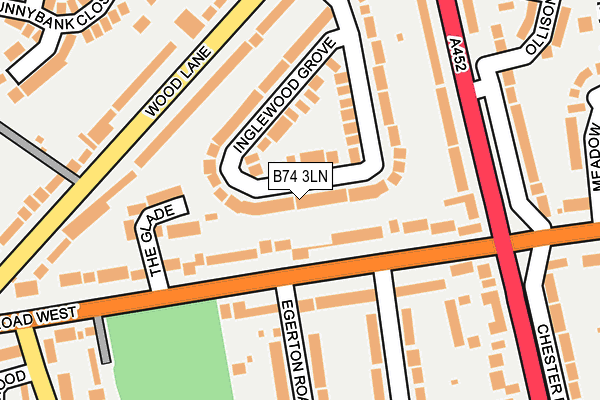 B74 3LN map - OS OpenMap – Local (Ordnance Survey)