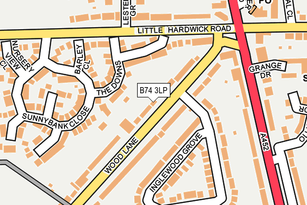 B74 3LP map - OS OpenMap – Local (Ordnance Survey)