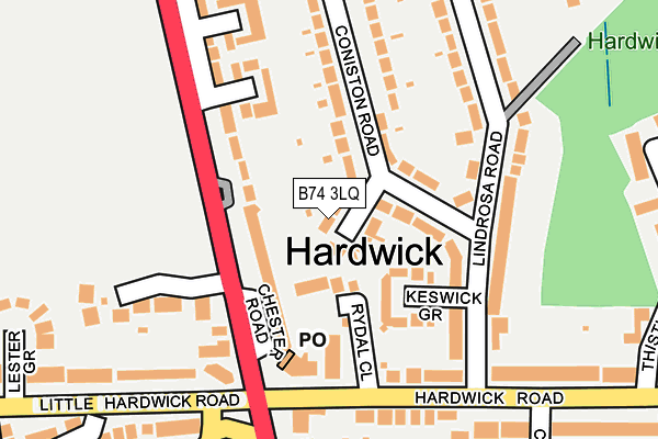 B74 3LQ map - OS OpenMap – Local (Ordnance Survey)