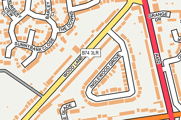B74 3LR map - OS OpenMap – Local (Ordnance Survey)