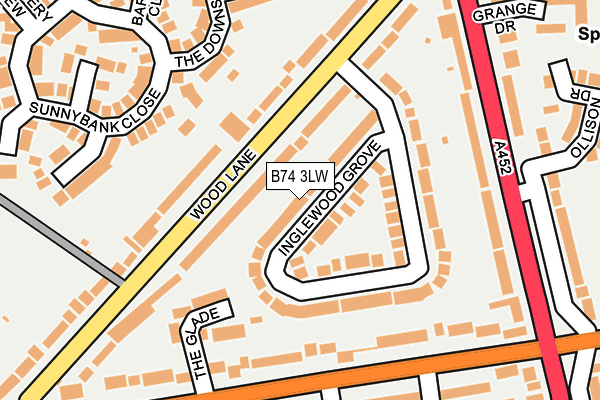 B74 3LW map - OS OpenMap – Local (Ordnance Survey)