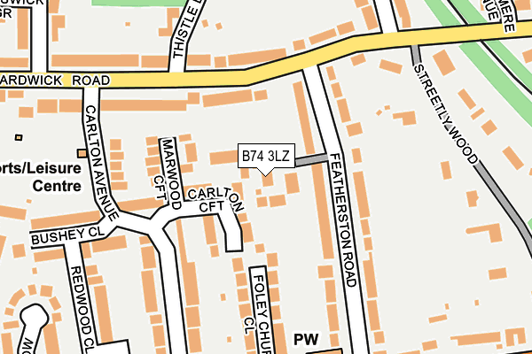 B74 3LZ map - OS OpenMap – Local (Ordnance Survey)