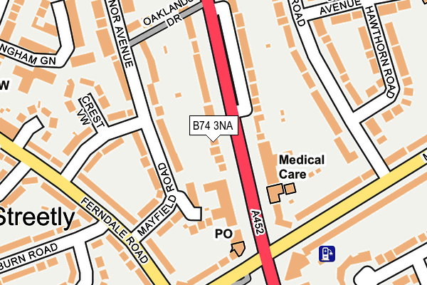 B74 3NA map - OS OpenMap – Local (Ordnance Survey)