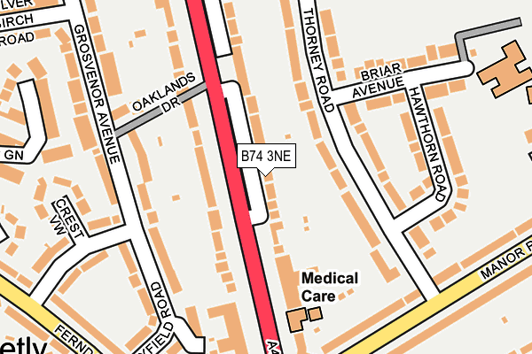 B74 3NE map - OS OpenMap – Local (Ordnance Survey)