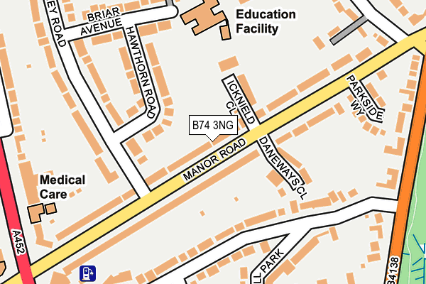 B74 3NG map - OS OpenMap – Local (Ordnance Survey)