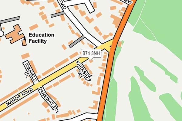 B74 3NH map - OS OpenMap – Local (Ordnance Survey)