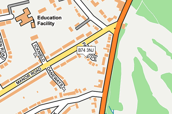 B74 3NJ map - OS OpenMap – Local (Ordnance Survey)