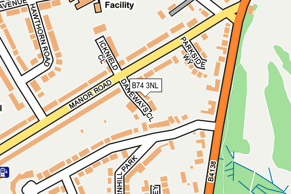B74 3NL map - OS OpenMap – Local (Ordnance Survey)