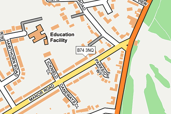 B74 3NQ map - OS OpenMap – Local (Ordnance Survey)