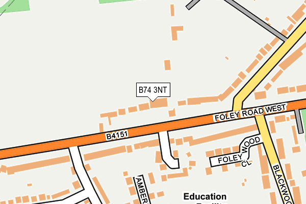 B74 3NT map - OS OpenMap – Local (Ordnance Survey)