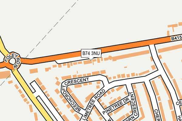 B74 3NU map - OS OpenMap – Local (Ordnance Survey)