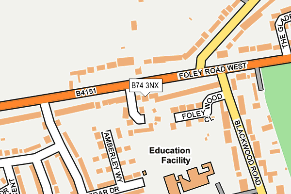 B74 3NX map - OS OpenMap – Local (Ordnance Survey)