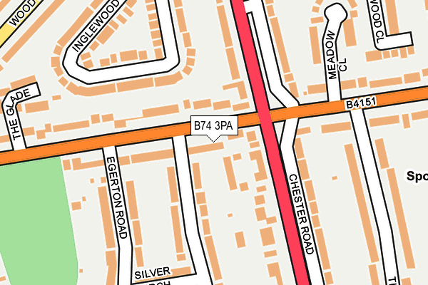 B74 3PA map - OS OpenMap – Local (Ordnance Survey)