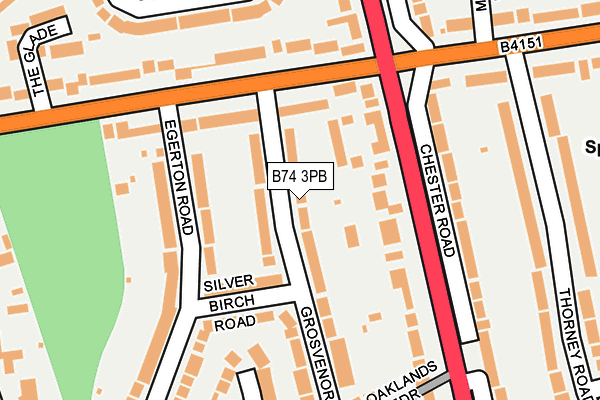 B74 3PB map - OS OpenMap – Local (Ordnance Survey)