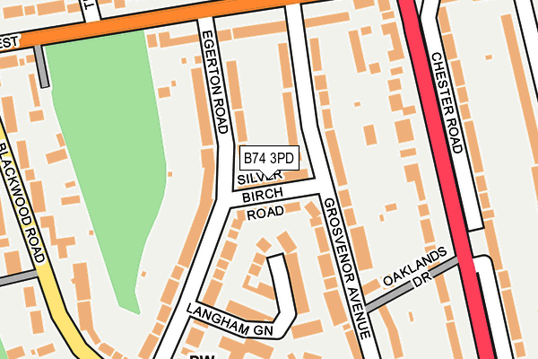 B74 3PD map - OS OpenMap – Local (Ordnance Survey)