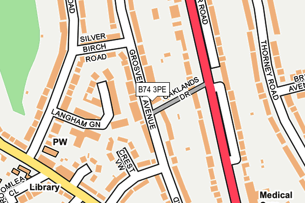 B74 3PE map - OS OpenMap – Local (Ordnance Survey)