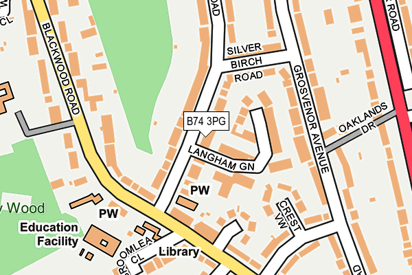 B74 3PG map - OS OpenMap – Local (Ordnance Survey)