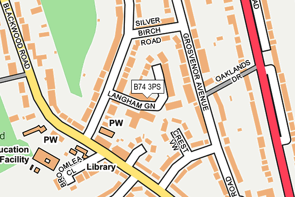 B74 3PS map - OS OpenMap – Local (Ordnance Survey)