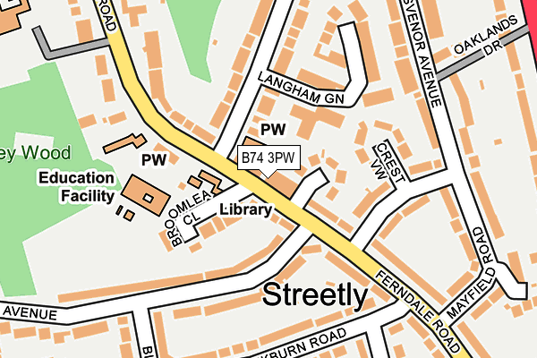 B74 3PW map - OS OpenMap – Local (Ordnance Survey)