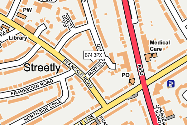 B74 3PX map - OS OpenMap – Local (Ordnance Survey)
