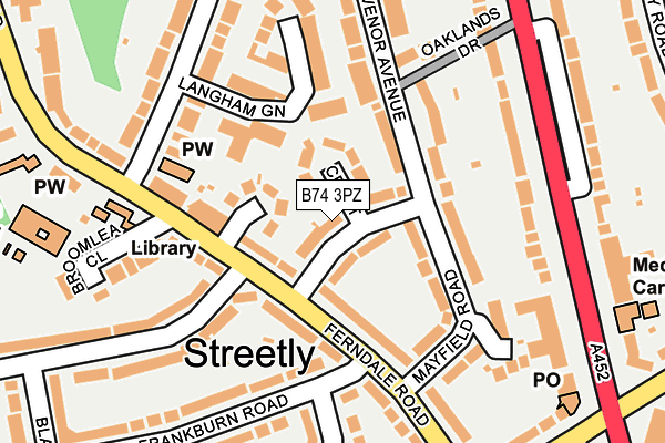 B74 3PZ map - OS OpenMap – Local (Ordnance Survey)