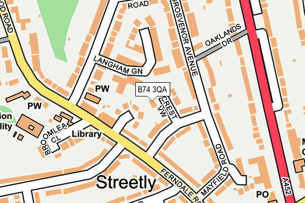 B74 3QA map - OS OpenMap – Local (Ordnance Survey)